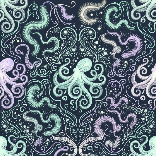 Deep Sea Bioluminescence Pattern 137 Quilting Cotton Fabric
