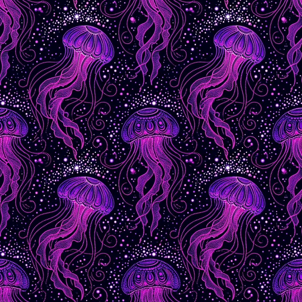 Deep Sea Bioluminescence Pattern 138 Quilting Cotton Fabric