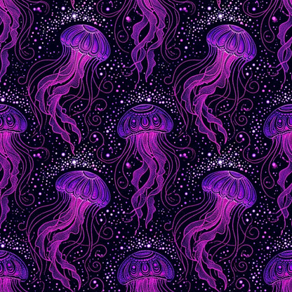 Deep Sea Bioluminescence Pattern 138 Quilting Cotton Fabric
