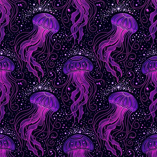 Deep Sea Bioluminescence Pattern 138 Quilting Cotton Fabric