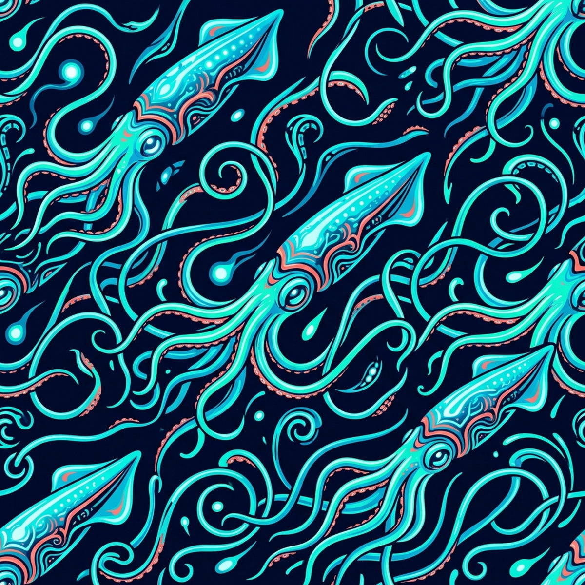Deep Sea Bioluminescence Pattern 14 Quilting Cotton Fabric
