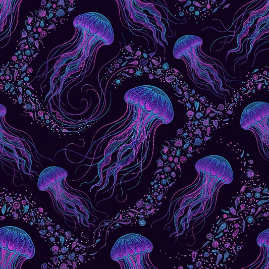 Deep Sea Bioluminescence Pattern 141 Quilting Cotton Fabric