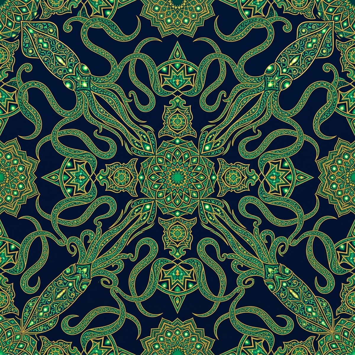 Deep Sea Bioluminescence Pattern 143 Quilting Cotton Fabric