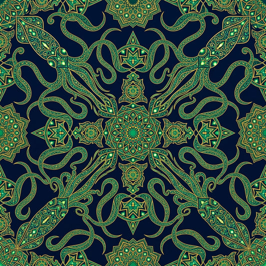 Deep Sea Bioluminescence Pattern 143 Quilting Cotton Fabric