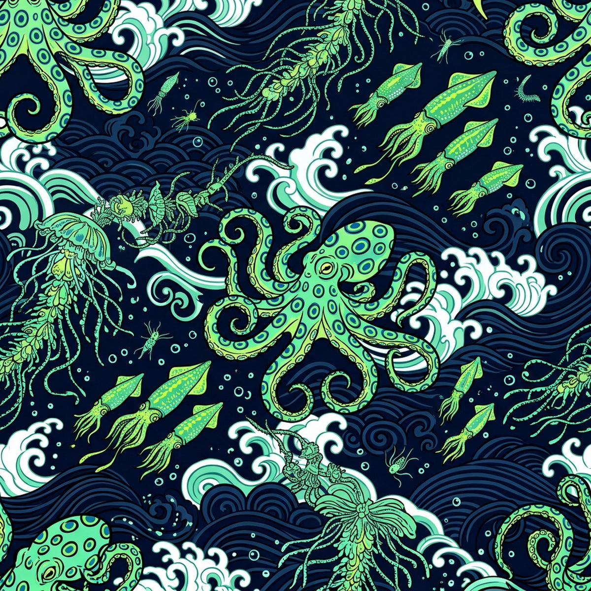 Deep Sea Bioluminescence Pattern 144 Quilting Cotton Fabric