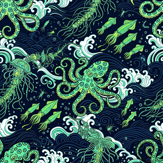 Deep Sea Bioluminescence Pattern 144 Quilting Cotton Fabric