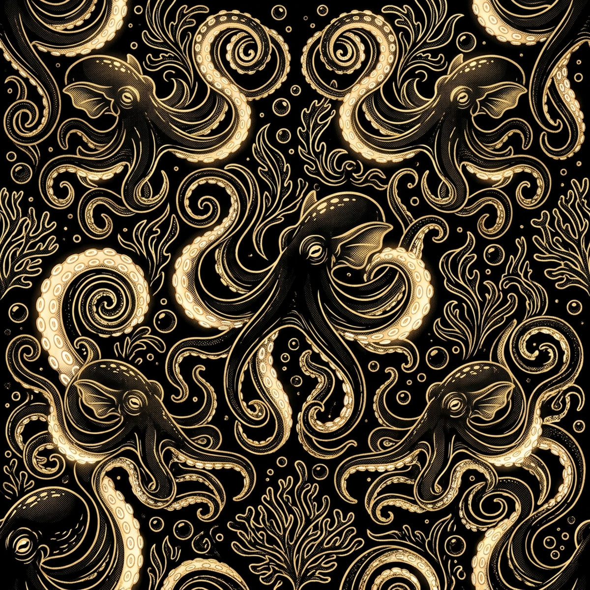 Deep Sea Bioluminescence Pattern 146 Quilting Cotton Fabric