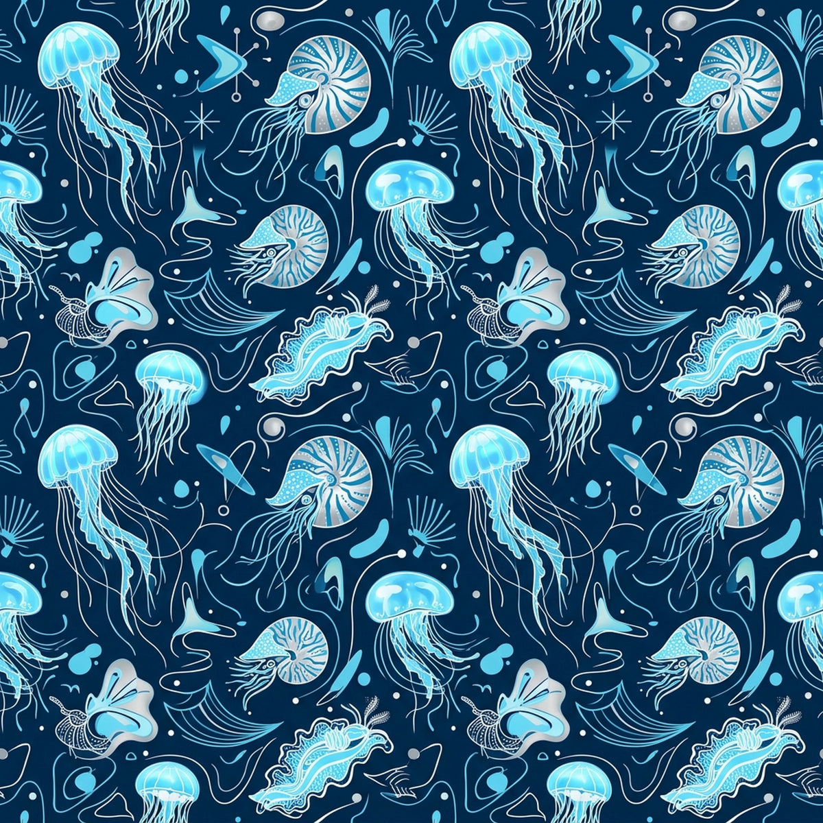 Deep Sea Bioluminescence Pattern 147 Quilting Cotton Fabric