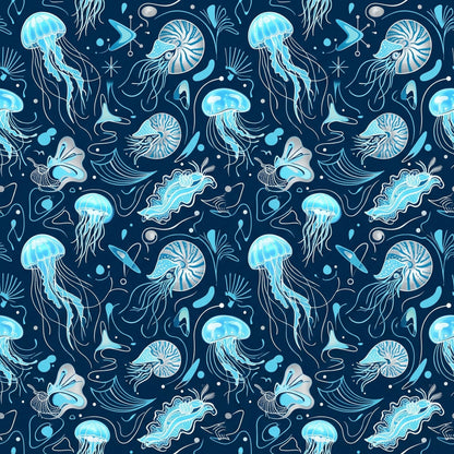 Deep Sea Bioluminescence Pattern 147 Quilting Cotton Fabric