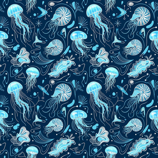 Deep Sea Bioluminescence Pattern 147 Quilting Cotton Fabric