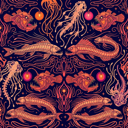 Deep Sea Bioluminescence Pattern 149 Quilting Cotton Fabric