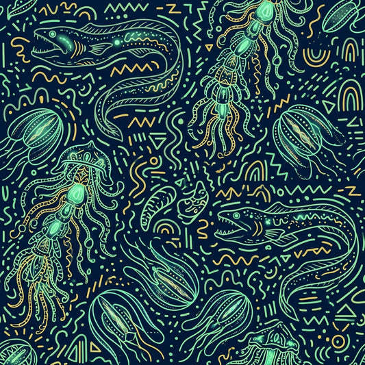 Deep Sea Bioluminescence Pattern 150 Quilting Cotton Fabric