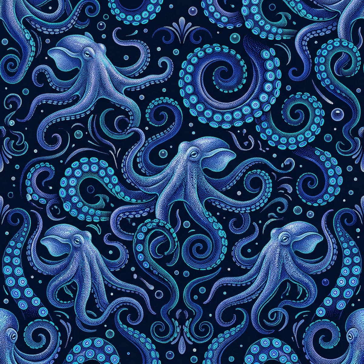 Deep Sea Bioluminescence Pattern 17 Quilting Cotton Fabric