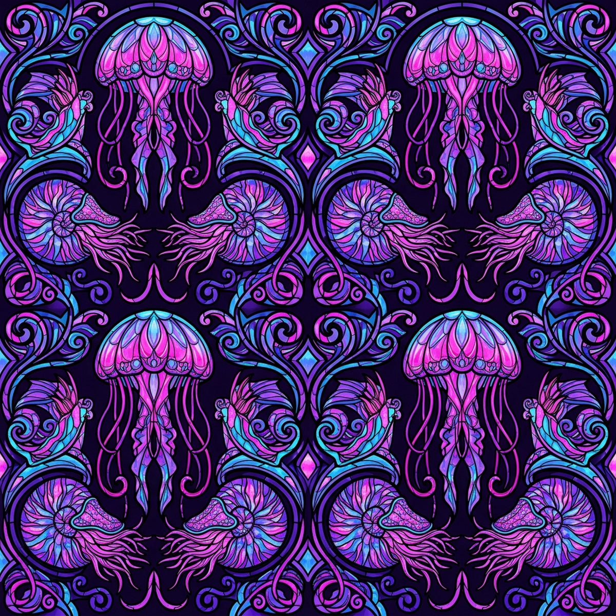 Deep Sea Bioluminescence Pattern 18 Quilting Cotton Fabric