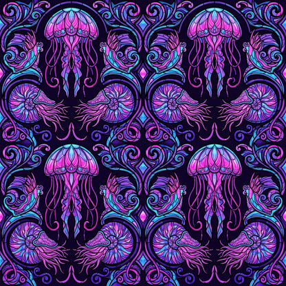 Deep Sea Bioluminescence Pattern 18 Quilting Cotton Fabric