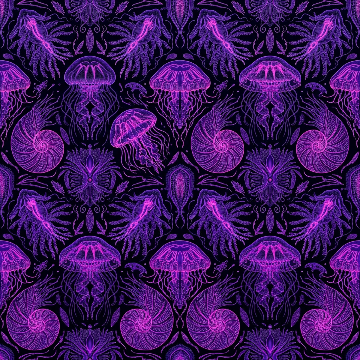 Deep Sea Bioluminescence Pattern 19 Quilting Cotton Fabric