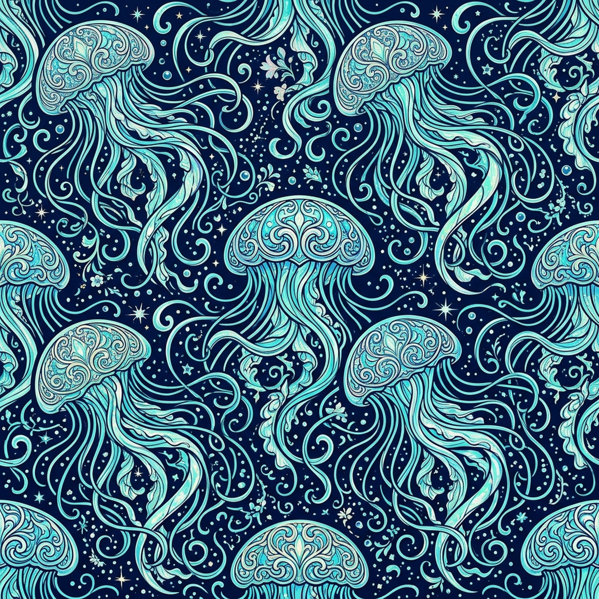 Deep Sea Bioluminescence Pattern 2 Quilting Cotton Fabric