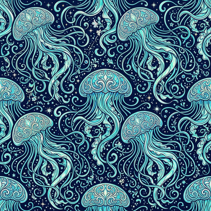 Deep Sea Bioluminescence Pattern 2 Quilting Cotton Fabric