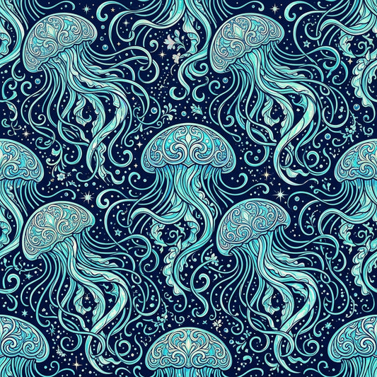 Deep Sea Bioluminescence Pattern 2 Quilting Cotton Fabric
