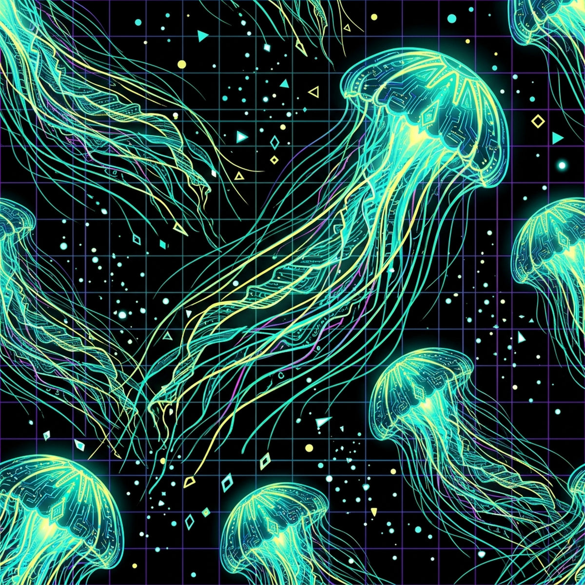 Deep Sea Bioluminescence Pattern 22 Quilting Cotton Fabric