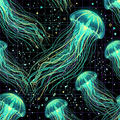 Deep Sea Bioluminescence Pattern 22 Quilting Cotton Fabric