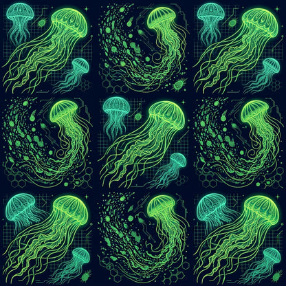 Deep Sea Bioluminescence Pattern 25 Quilting Cotton Fabric