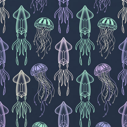 Deep Sea Bioluminescence Pattern 27 Quilting Cotton Fabric