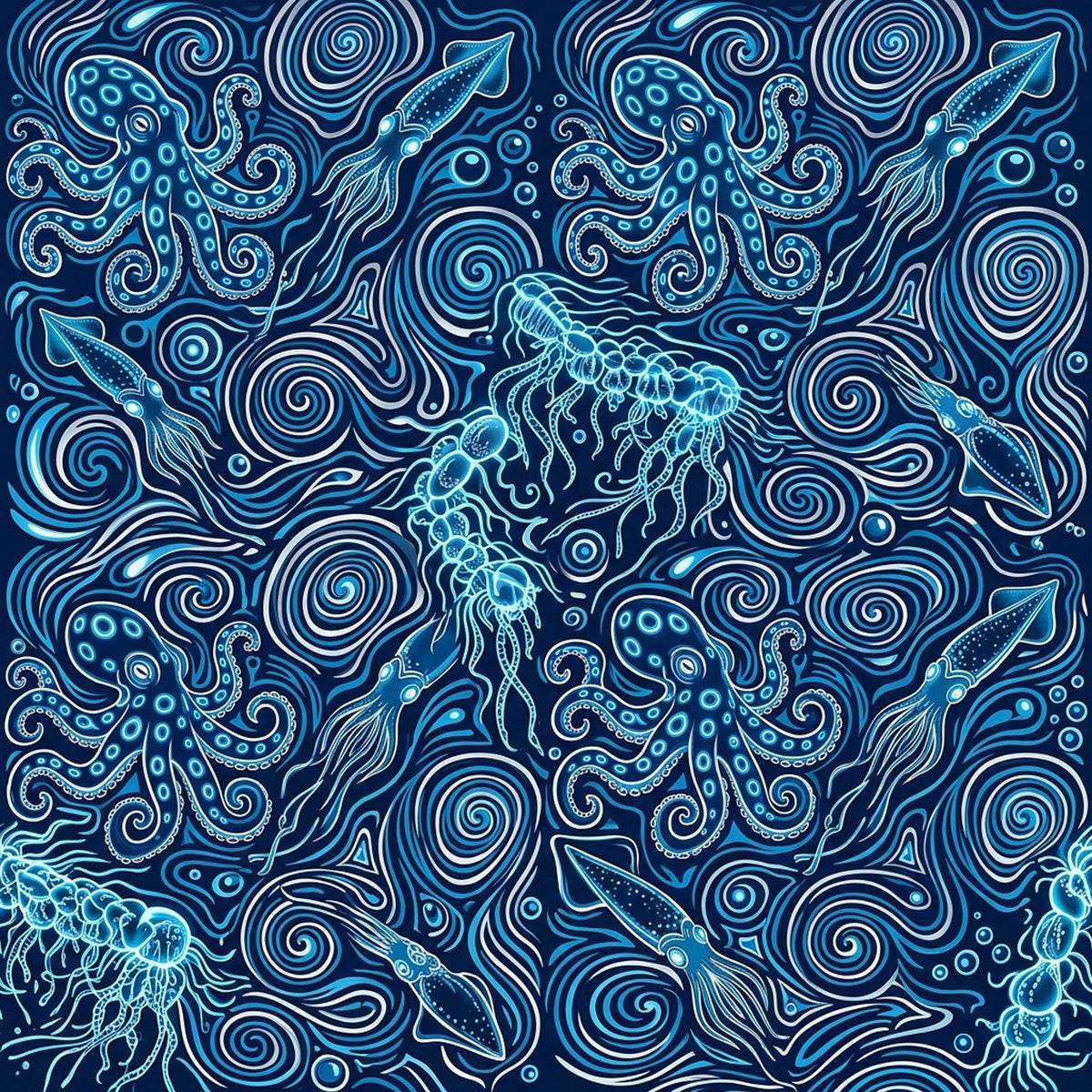 Deep Sea Bioluminescence Pattern 29 Quilting Cotton Fabric