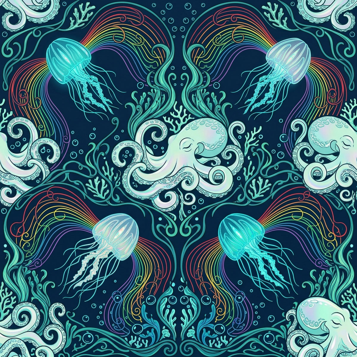 Deep Sea Bioluminescence Pattern 3 Quilting Cotton Fabric