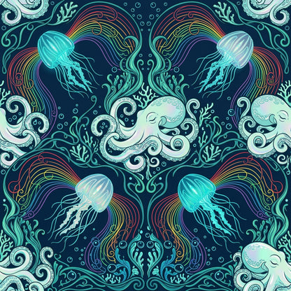 Deep Sea Bioluminescence Pattern 3 Quilting Cotton Fabric