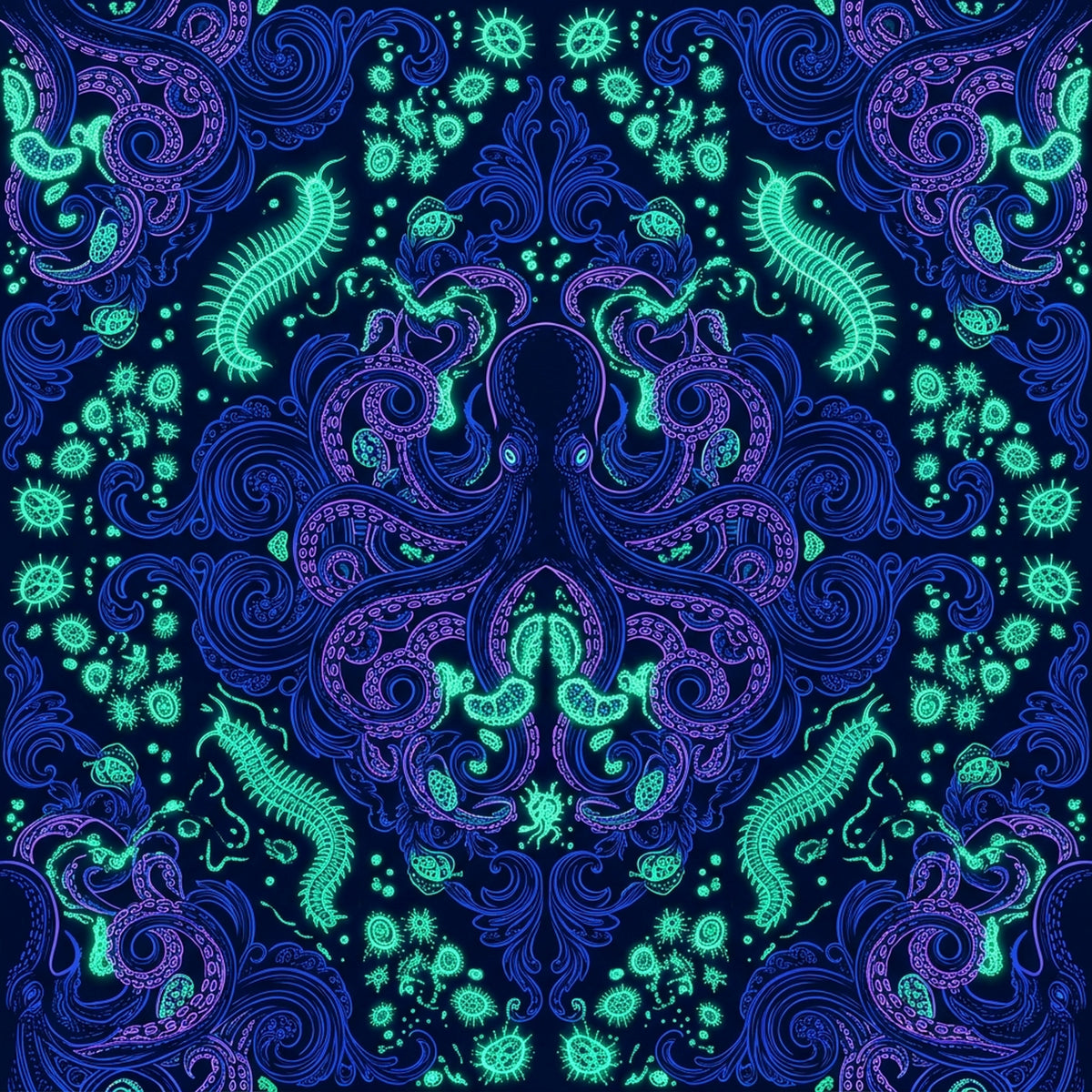 Deep Sea Bioluminescence Pattern 31 Quilting Cotton Fabric