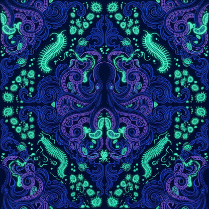 Deep Sea Bioluminescence Pattern 31 Quilting Cotton Fabric