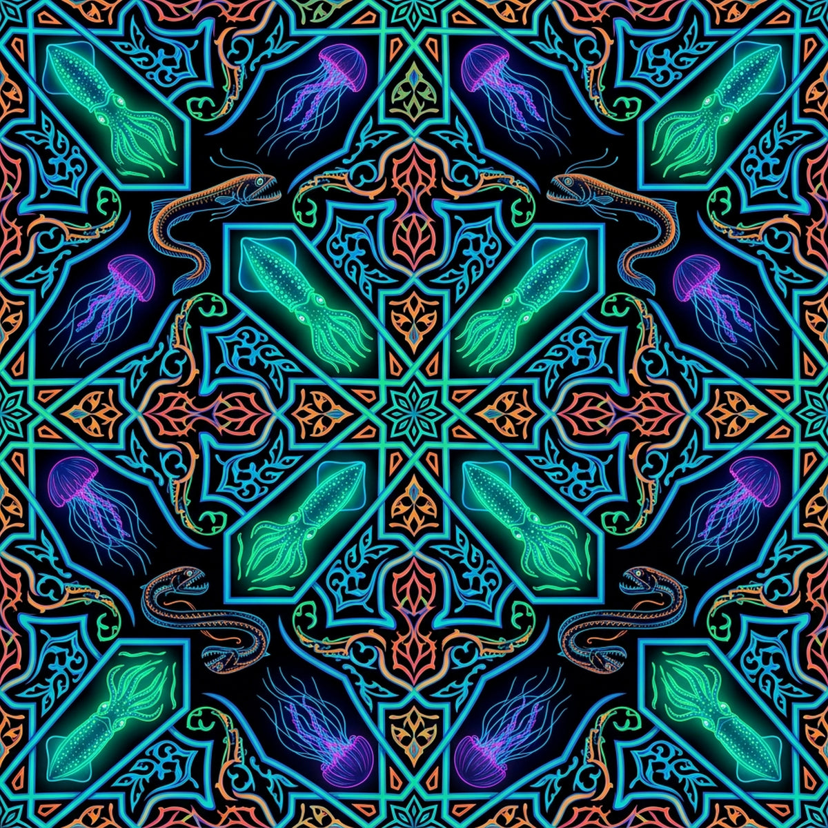 Deep Sea Bioluminescence Pattern 37 Quilting Cotton Fabric