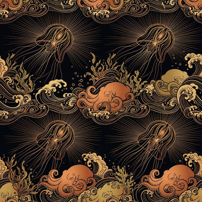 Deep Sea Bioluminescence Pattern 38 Quilting Cotton Fabric