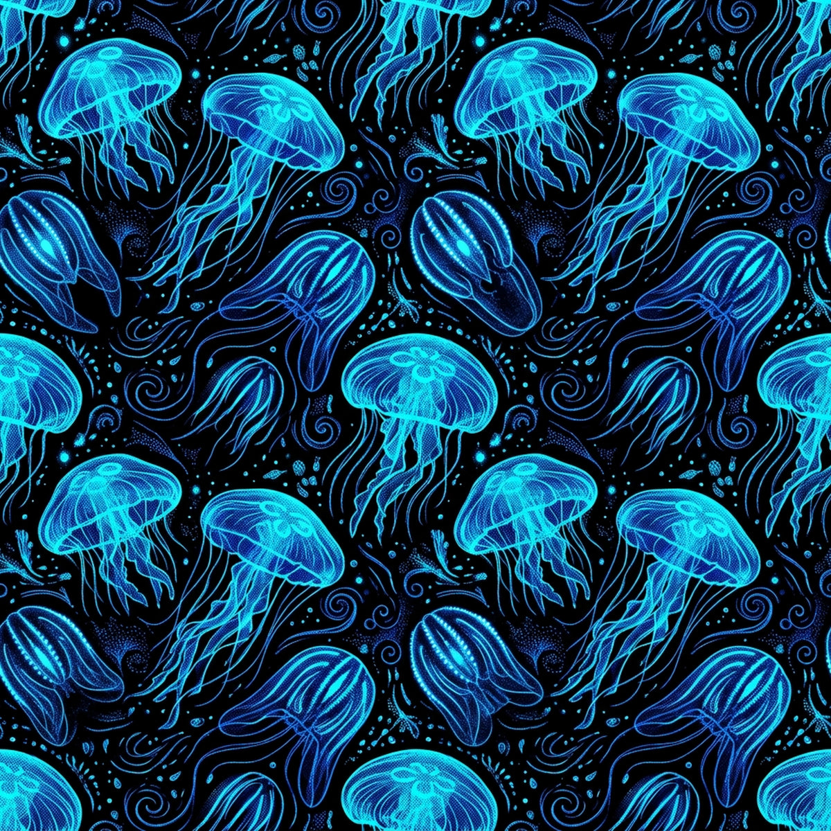 Deep Sea Bioluminescence Pattern 4 Quilting Cotton Fabric