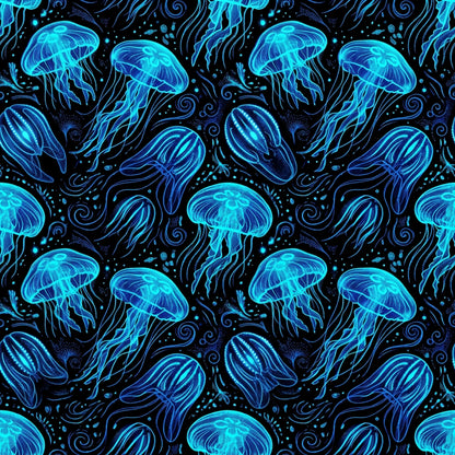 Deep Sea Bioluminescence Pattern 4 Quilting Cotton Fabric