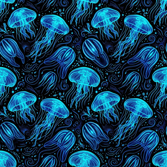 Deep Sea Bioluminescence Pattern 4 Quilting Cotton Fabric