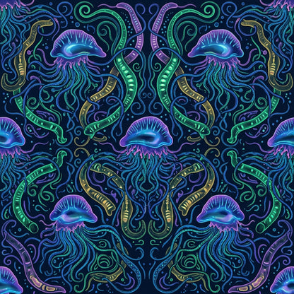 Deep Sea Bioluminescence Pattern 40 Quilting Cotton Fabric