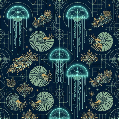 Deep Sea Bioluminescence Pattern 42 Quilting Cotton Fabric