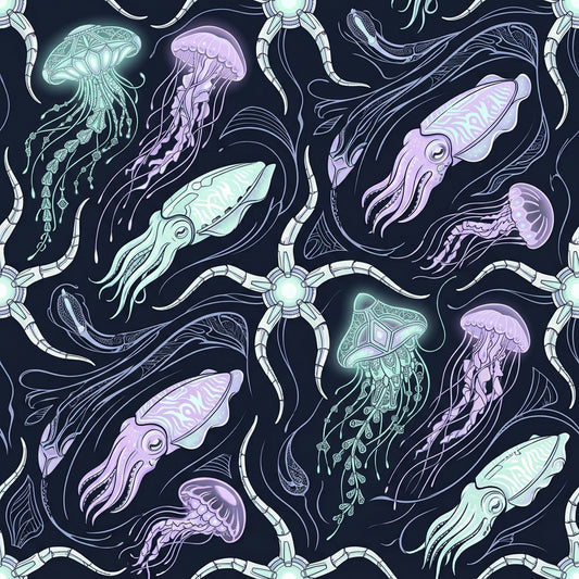 Deep Sea Bioluminescence Pattern 44 Quilting Cotton Fabric