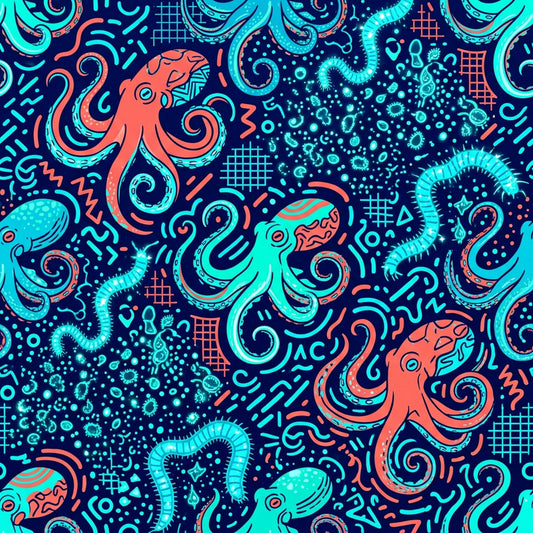 Deep Sea Bioluminescence Pattern 45 Quilting Cotton Fabric