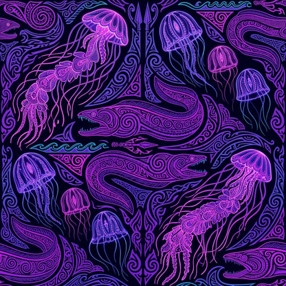 Deep Sea Bioluminescence Pattern 46 Quilting Cotton Fabric