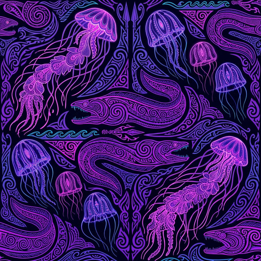 Deep Sea Bioluminescence Pattern 46 Quilting Cotton Fabric