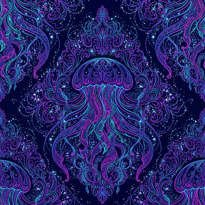 Deep Sea Bioluminescence Pattern 47 Quilting Cotton Fabric