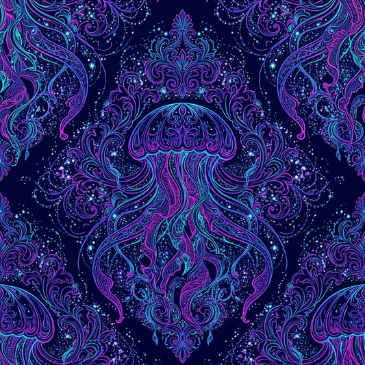 Deep Sea Bioluminescence Pattern 47 Quilting Cotton Fabric