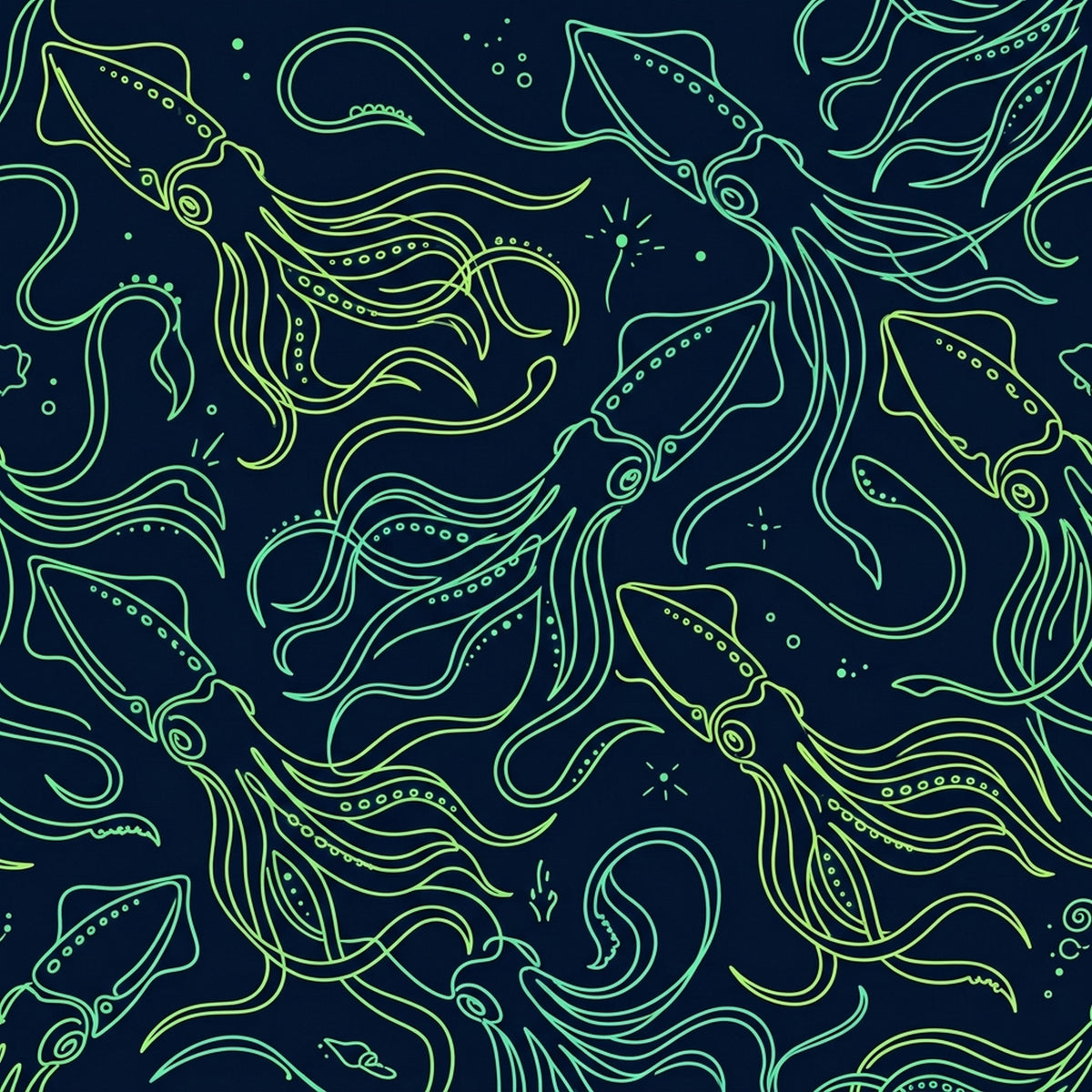 Deep Sea Bioluminescence Pattern 50 Quilting Cotton Fabric