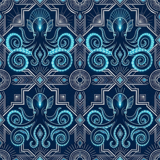 Deep Sea Bioluminescence Pattern 51 Quilting Cotton Fabric