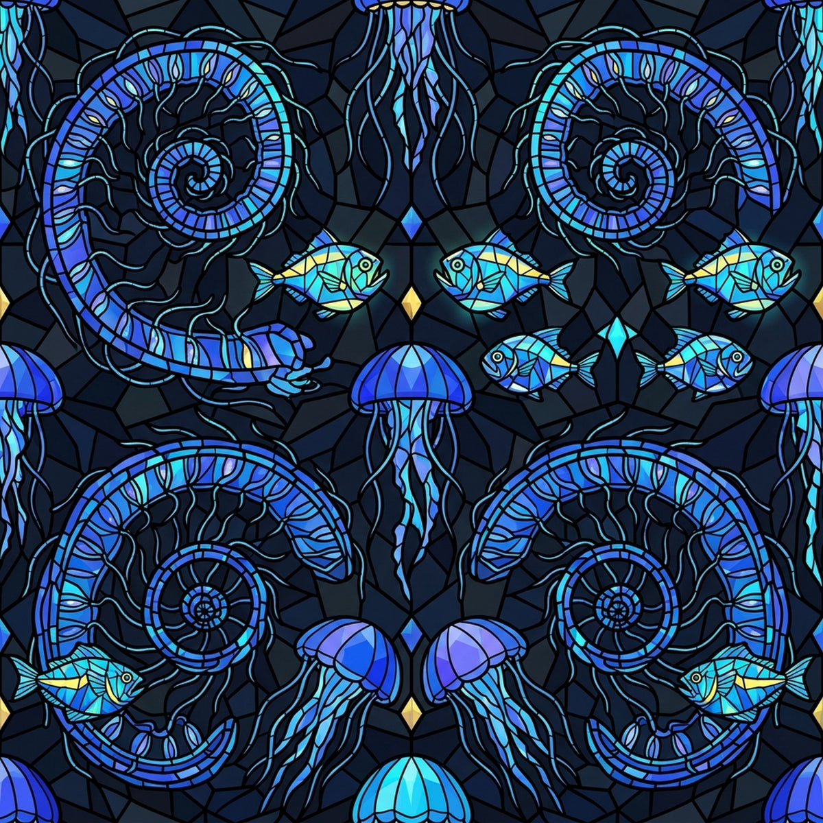 Deep Sea Bioluminescence Pattern 52 Quilting Cotton Fabric