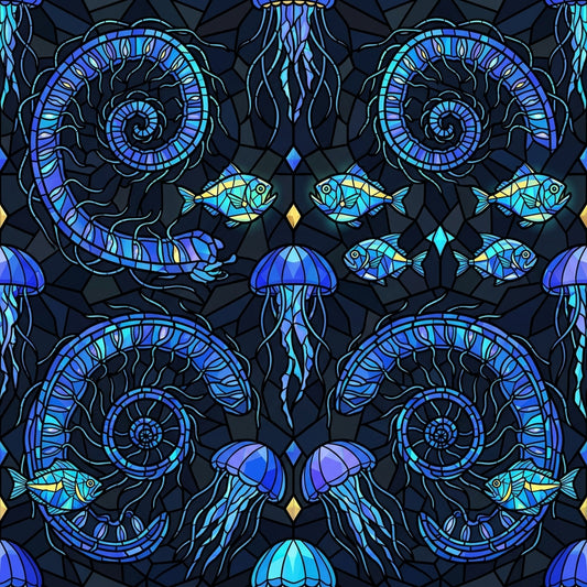 Deep Sea Bioluminescence Pattern 52 Quilting Cotton Fabric