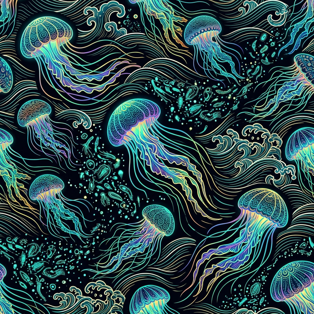 Deep Sea Bioluminescence Pattern 53 Quilting Cotton Fabric